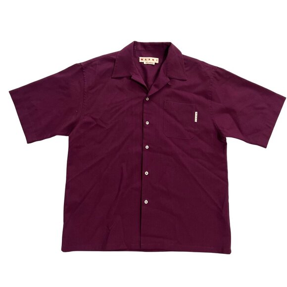 MARNI Wool Button Up Shirt in Dry Rose Purple
